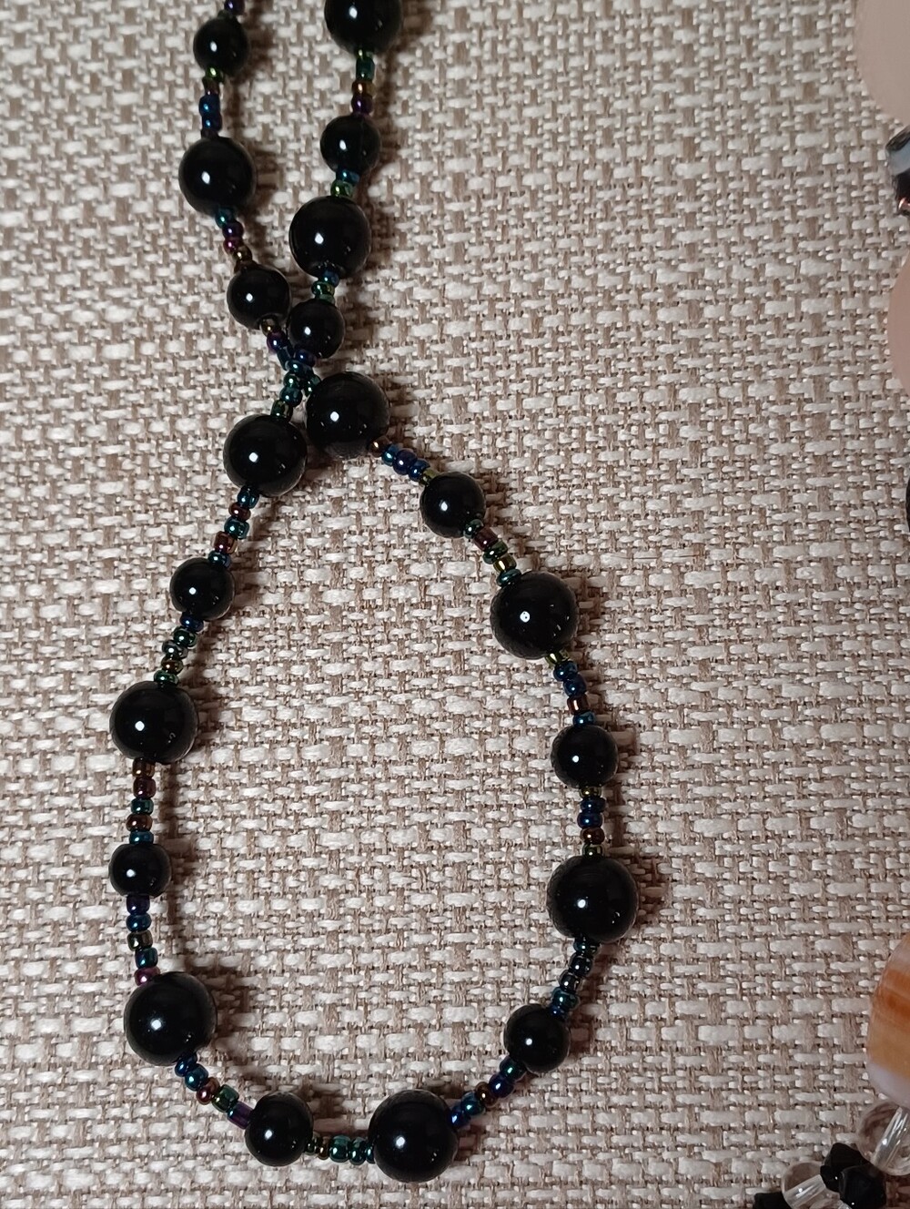 Artisan Lariat Black Onyx, Rose Quartz, & Banded Agate Bohemian Y-Necklace 🖤💫 - Picture 8 of 10